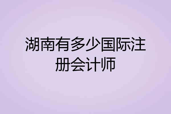 湖南有多少国际注册会计师