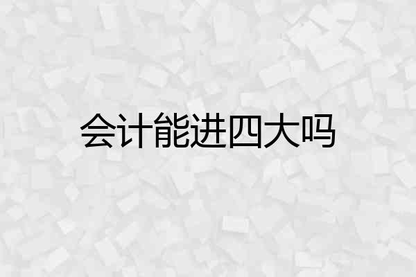 会计能进四大吗