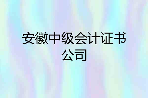 安徽中级会计证书公司