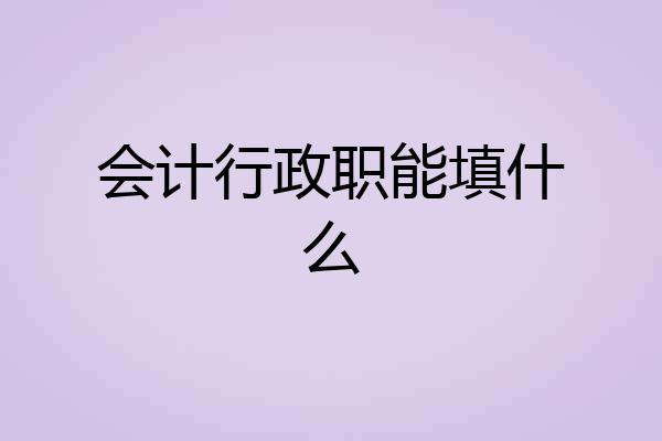 会计行政职能填什么
