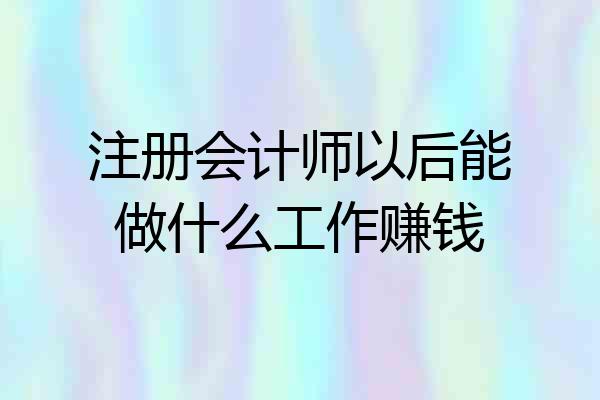 注册会计师以后能做什么工作赚钱