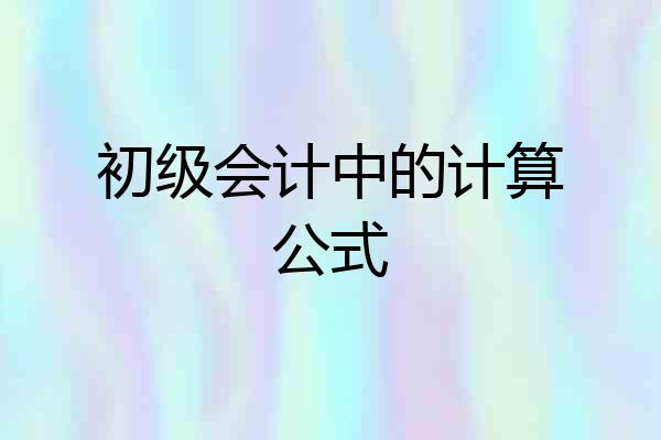 初级会计中的计算公式
