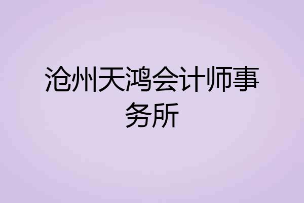 沧州天鸿会计师事务所