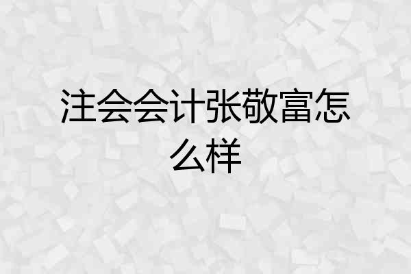 注会会计张敬富怎么样