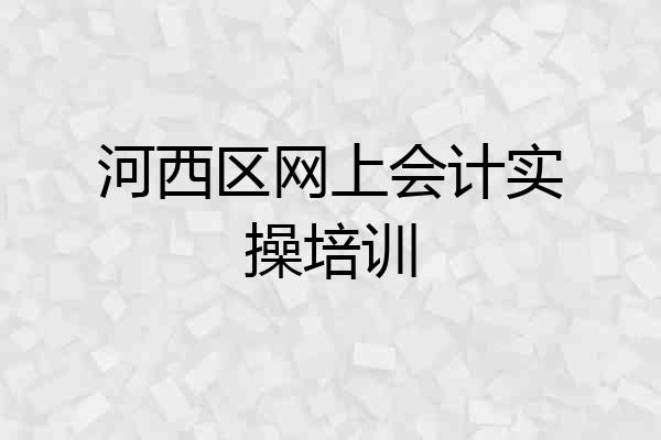 河西区网上会计实操培训