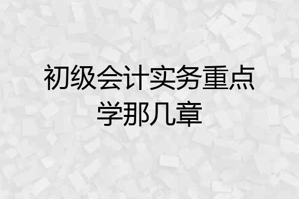 初级会计实务重点学那几章