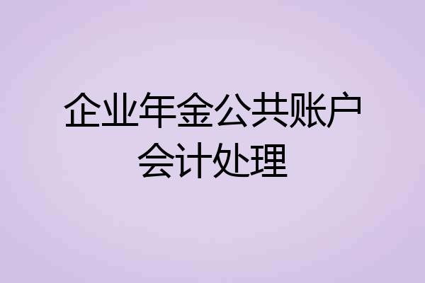 企业年金公共账户会计处理