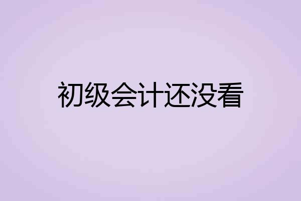 初级会计还没看