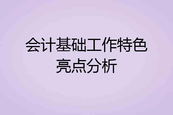 会计基础工作特色亮点分析