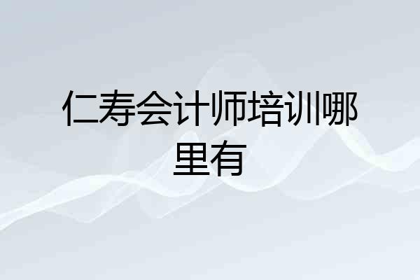 仁寿会计师培训哪里有