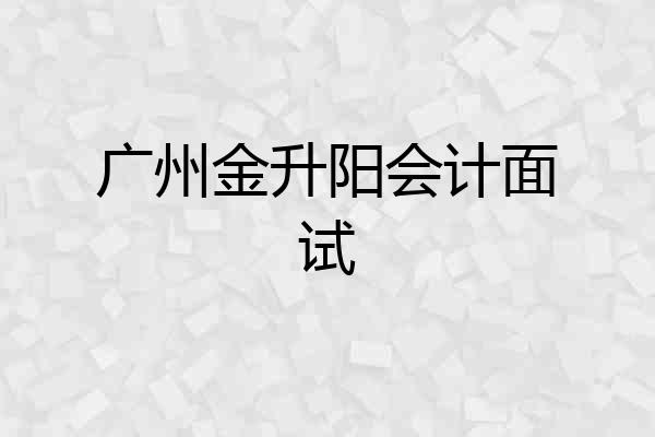 广州金升阳会计面试