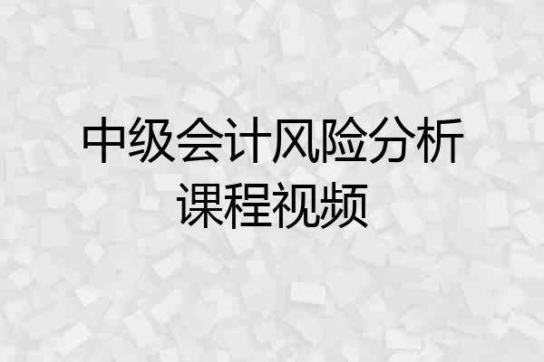 中级会计风险分析课程视频
