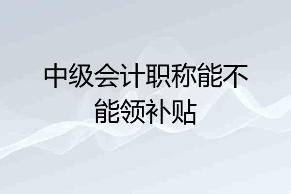 中级会计职称能不能领补贴
