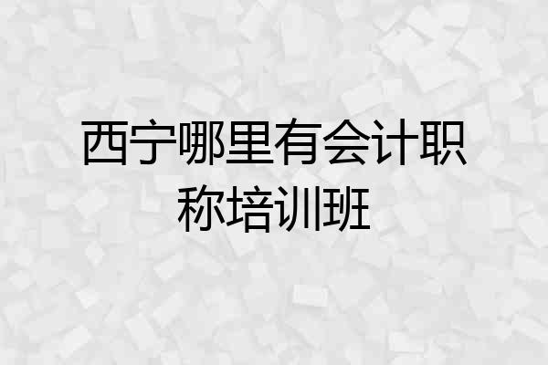 西宁哪里有会计职称培训班