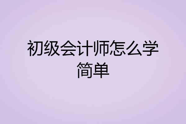 初级会计师怎么学简单