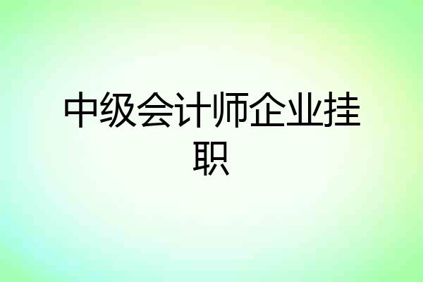 中级会计师企业挂职