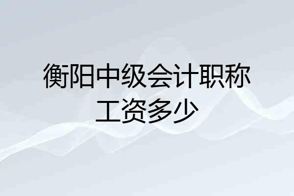 衡阳中级会计职称工资多少