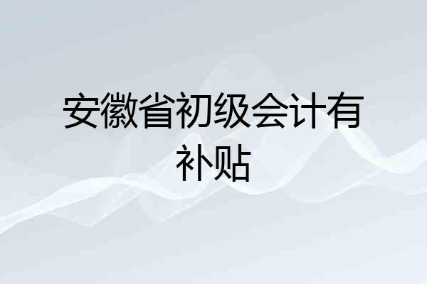 安徽省初级会计有补贴