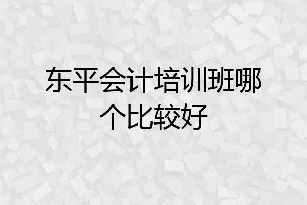 东平会计培训班哪个比较好