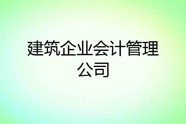 建筑企业会计管理公司
