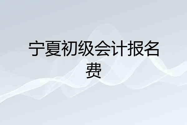 宁夏初级会计报名费