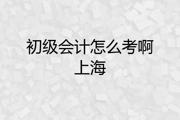 初级会计怎么考啊上海