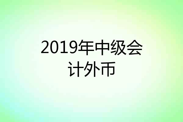 2019年中级会计外币