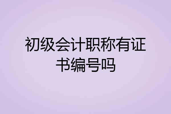 初级会计职称有证书编号吗
