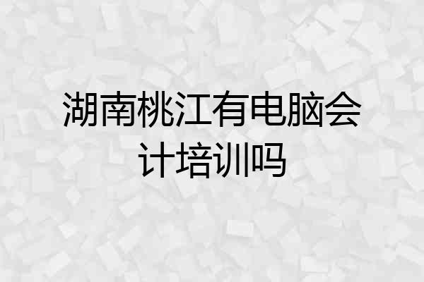 湖南桃江有电脑会计培训吗