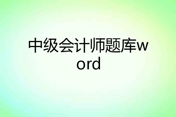 中级会计师题库word