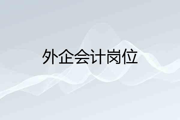 外企会计岗位