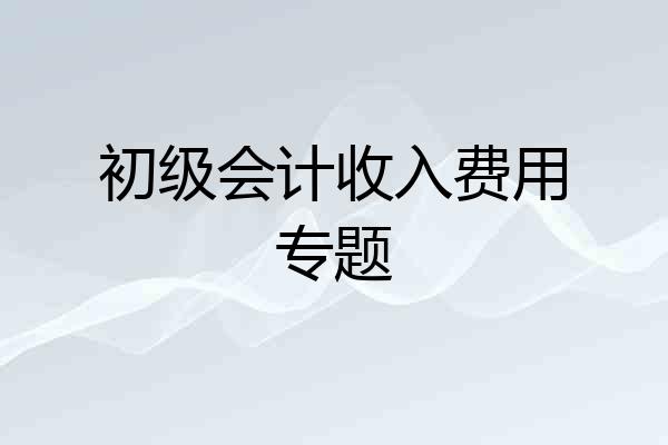 初级会计收入费用专题