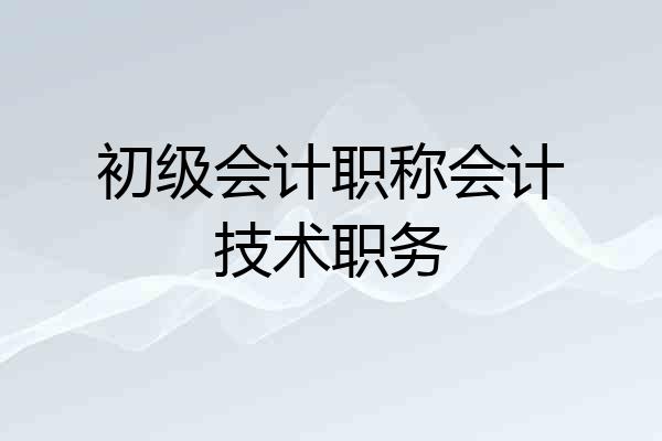 初级会计职称会计技术职务