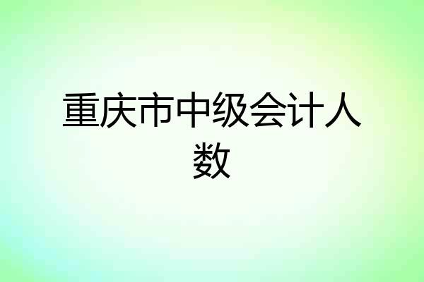 重庆市中级会计人数