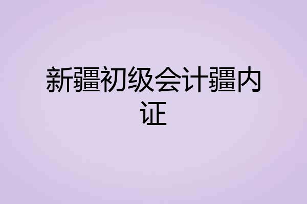 新疆初级会计疆内证