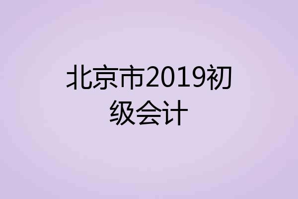 北京市2019初级会计