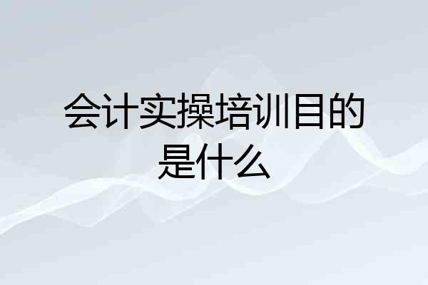 会计实操培训目的是什么