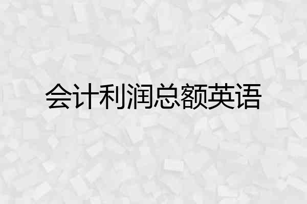 会计利润总额英语