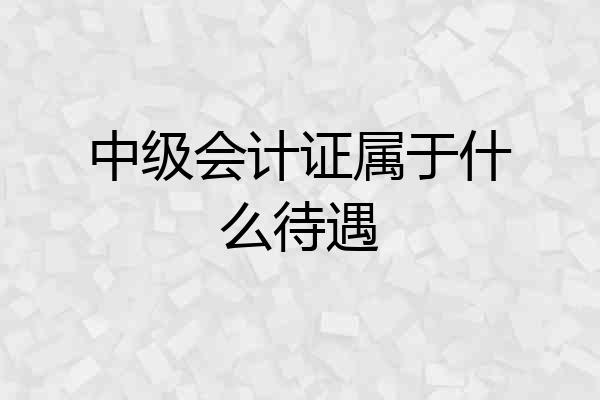 中级会计证属于什么待遇