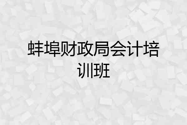 蚌埠财政局会计培训班