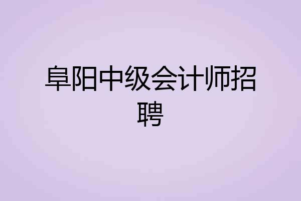 阜阳中级会计师招聘