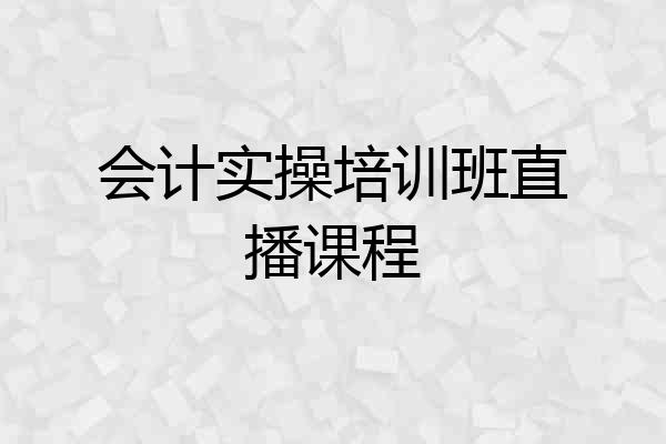 会计实操培训班直播课程