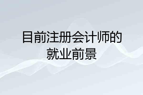 目前注册会计师的就业前景