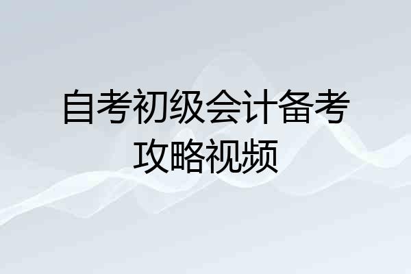 自考初级会计备考攻略视频