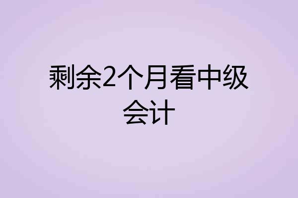 剩余2个月看中级会计