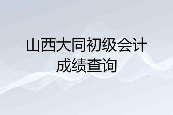 山西大同初级会计成绩查询