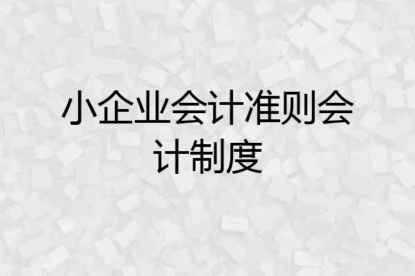 小企业会计准则会计制度