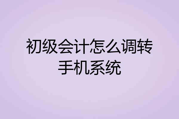 初级会计怎么调转手机系统