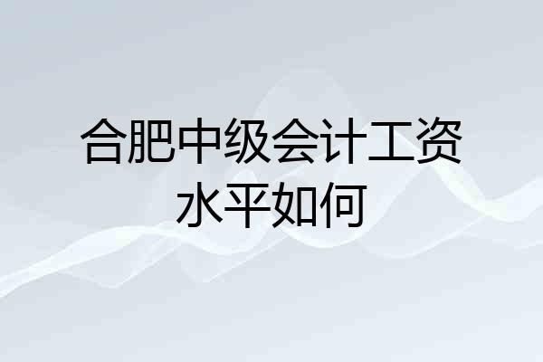 合肥中级会计工资水平如何