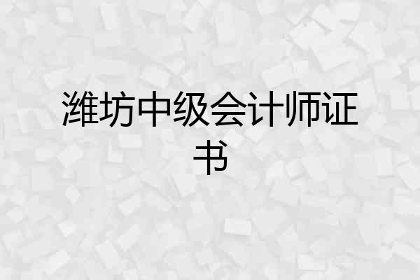 潍坊中级会计师证书